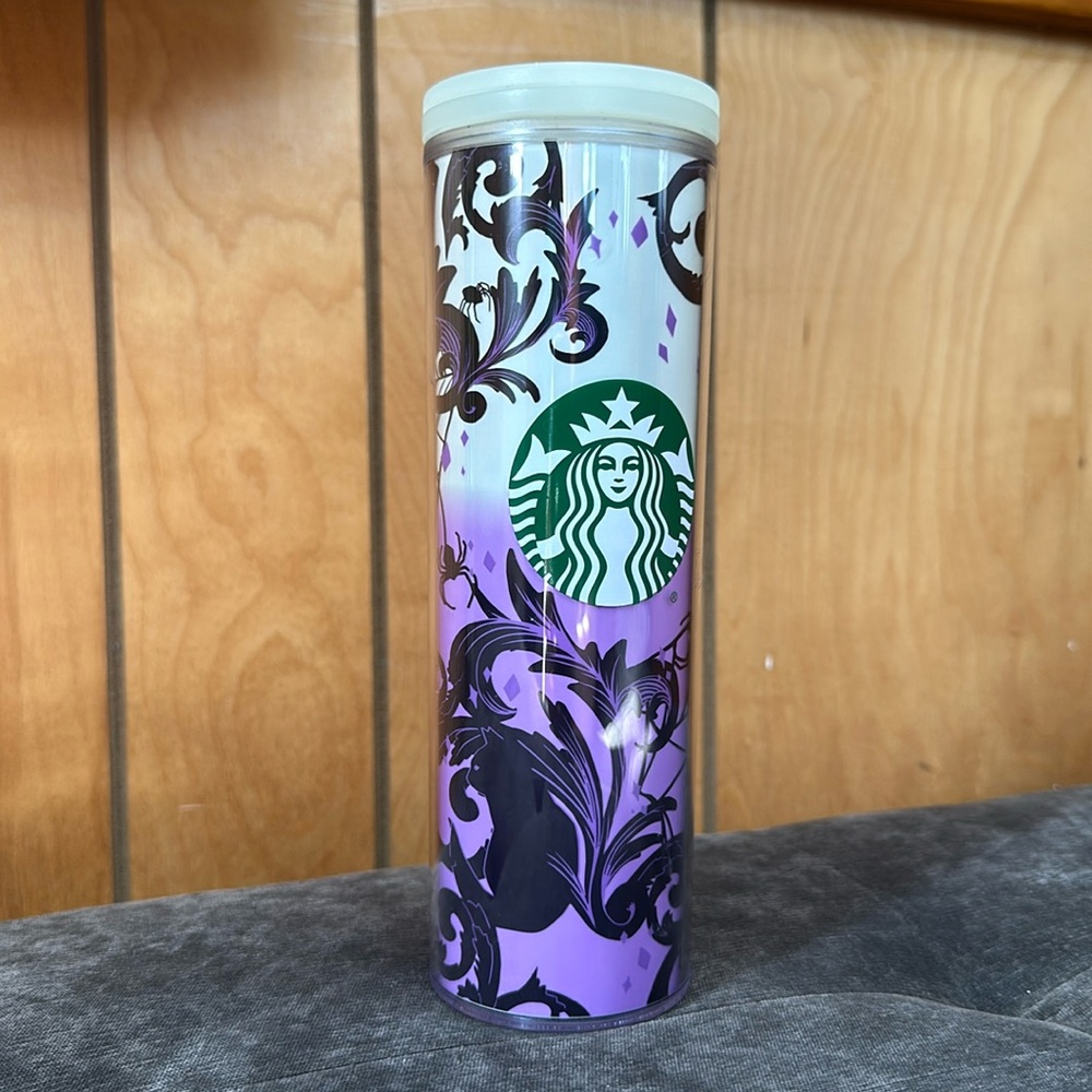 Starbucks Halloween Glow in the Dark Spider Web Travel Tumbler Cup Mug 16 oz